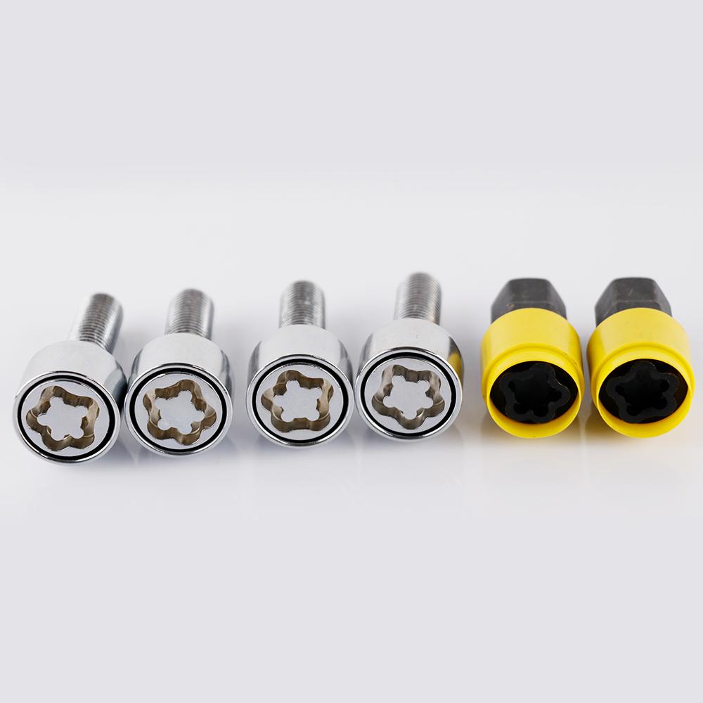 4+2 M12*1.25 High Quality Anti-theft Security Steel Wheel Lock Lug Bolts 28mm Shank Fit Fiat Peugeot Alfa Romeo Seat Citroen