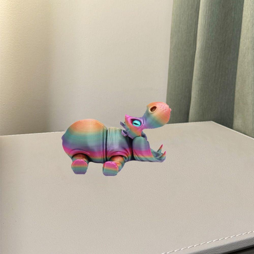 PLA 3D Printed Hippopotamus Figurines Sensory Toy 3D Printed Hippopotamus Model Desk Decor
