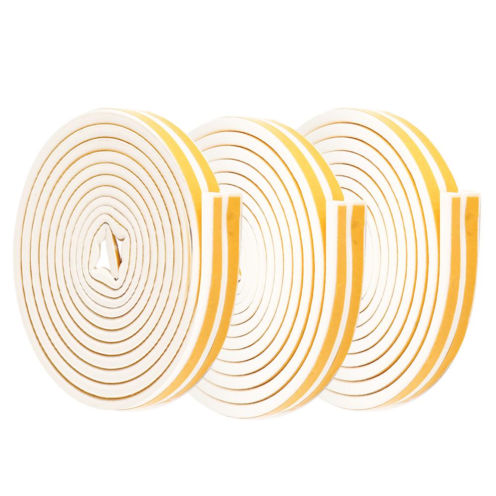 3 szt. 5m Uszczelka pogodowa do okien i drzwi Dźwiękoszczelna Samoprzylepna Listwa uszczelniająca Biała 9x6mm