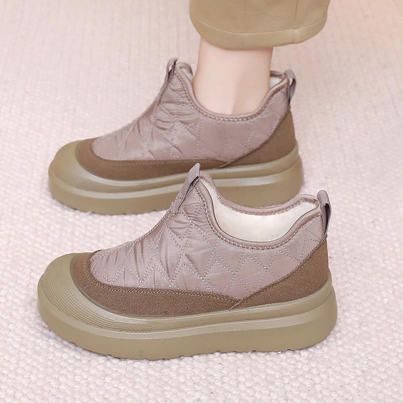 Dámské zimní sněhule, Odolná silná podrážka, Teplé kotníkové boty s podšívkou z umělé kožešiny, Módní pohodlné protiskluzové boty pro ženy