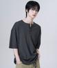 Mubeun Henley Neck Waffle Short Sleeve T-Shirt Charcoal