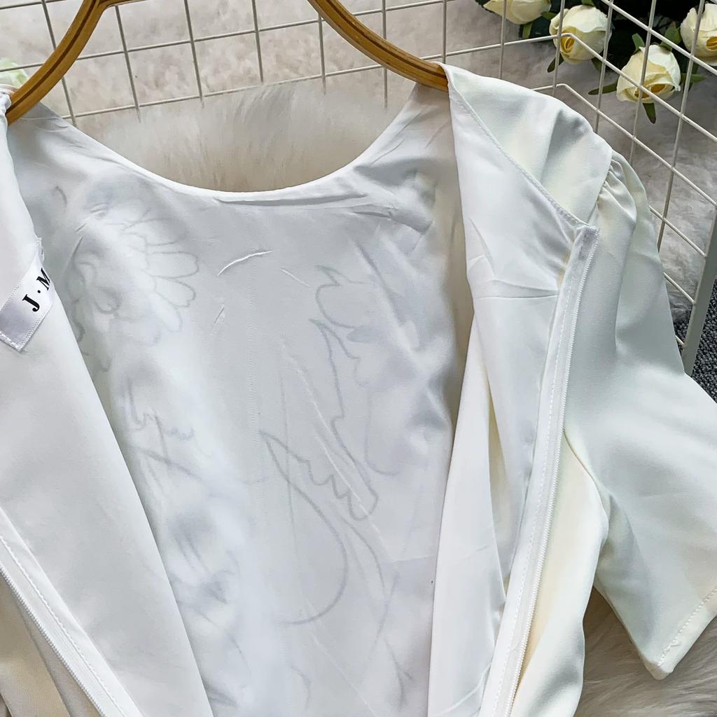 2026 New Summer Women Floral Print Short Sleeve Midi Long Elegant Gorgeous Bridesmaid Cocktail Party Dress with Round Neck