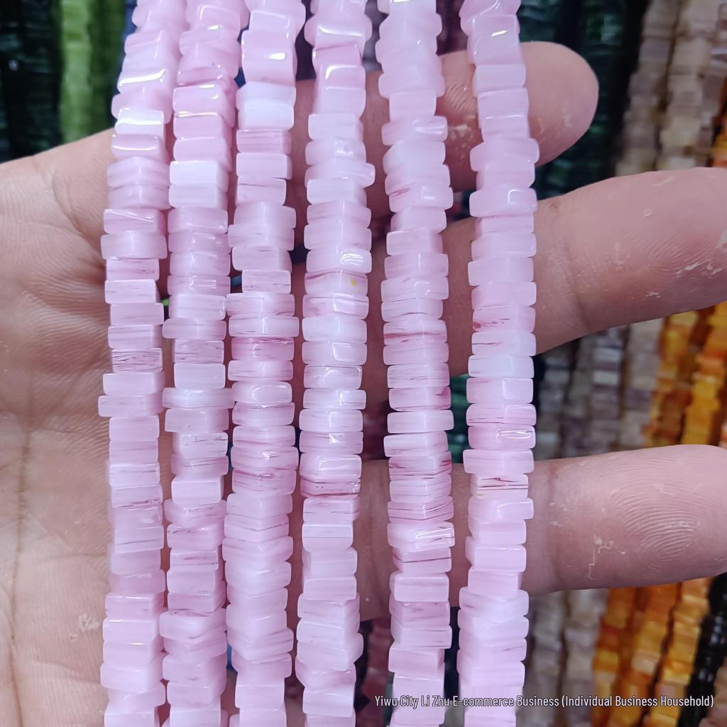 Nepal Kolorowe Kwadratowe Szklane Koraliki 6x3mm do Biżuterii DIY