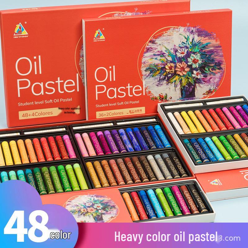 Professional Heavy Oil Pastels & Brushes: 12/24/36/48 Colors for Art & School Projects