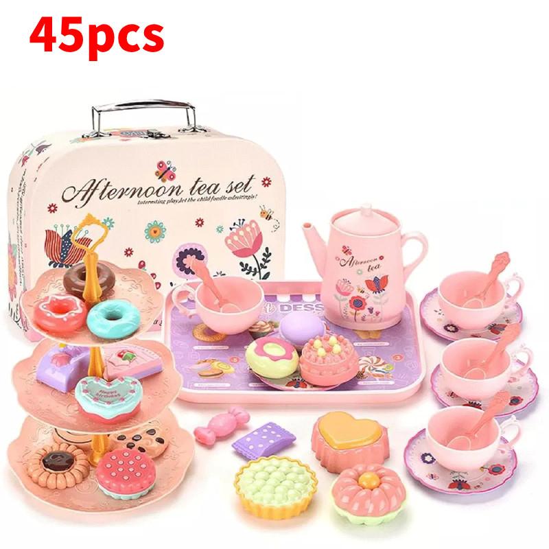 Children's Wooden Ice Cream Shop Pretend Play Dessert Set With Realistic Tea Accessories