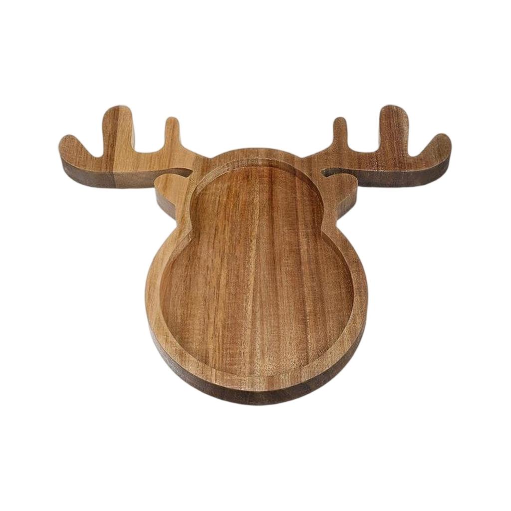 Wooden Christmas Tray, Elk Christmas Tree Christmas Hat Plate, Solid Wood Tray Fruit Dessert Plate.