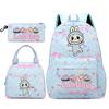 3Pcs/set Backpack for Girl School Teen Student Knapsack Women Rucksack with Lunch Bags Pencil Bag Fish Scale Style Bags