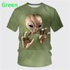 Fashionable New Casual Short Sleeved Alien Fun Pattern Men's T-shirt Alien 3D Printed Street Round Neck Short Sleeved Top