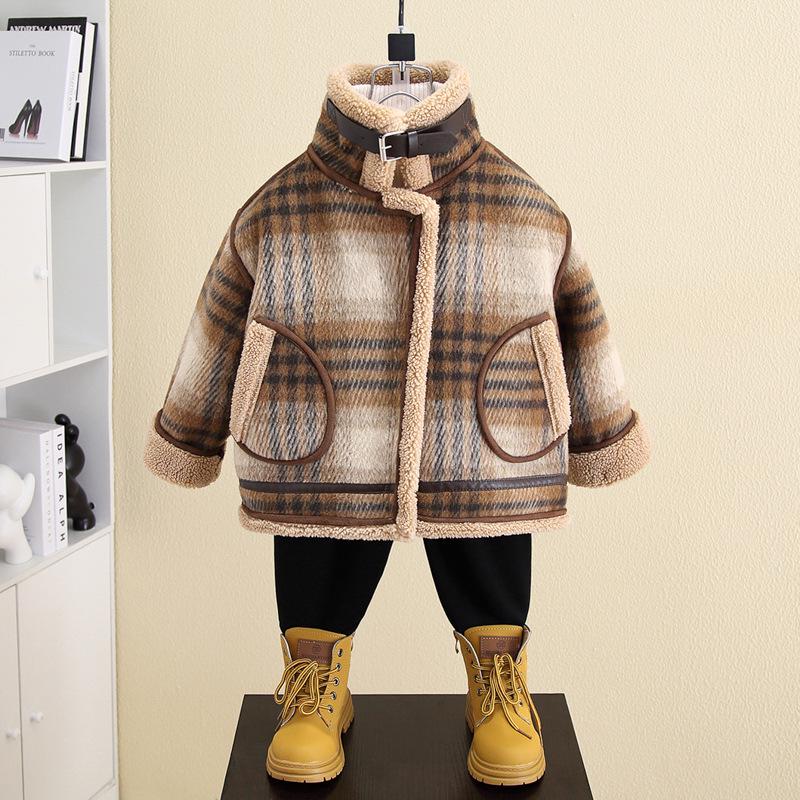 Chlapecký vlněný kabát s fleecovou podšívkou 2025: Hřejivý, silný, krátký podzimní/zimní kabát