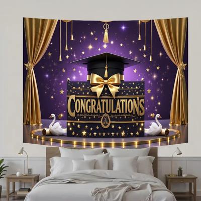 2025 Graduation Banner- Decor with Graduation Hat Design for Events,Photo Studio Backdrop,Outdoor Festivities,Graduation Party Decor