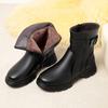 Women Boots Winter Shoes British Style Genuine Leather Women Large Size Boots Wool Warm Ladies Snow Boots