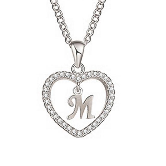 Concise Hollowed Heart Alphabet Unisex Necklace Jewelry Neck Chain Pendant Decor