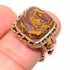 Natural Maryam Jasper Gemstone Two Tone 925 Solid Silver Jewelry Ring S.8.5 J3G10