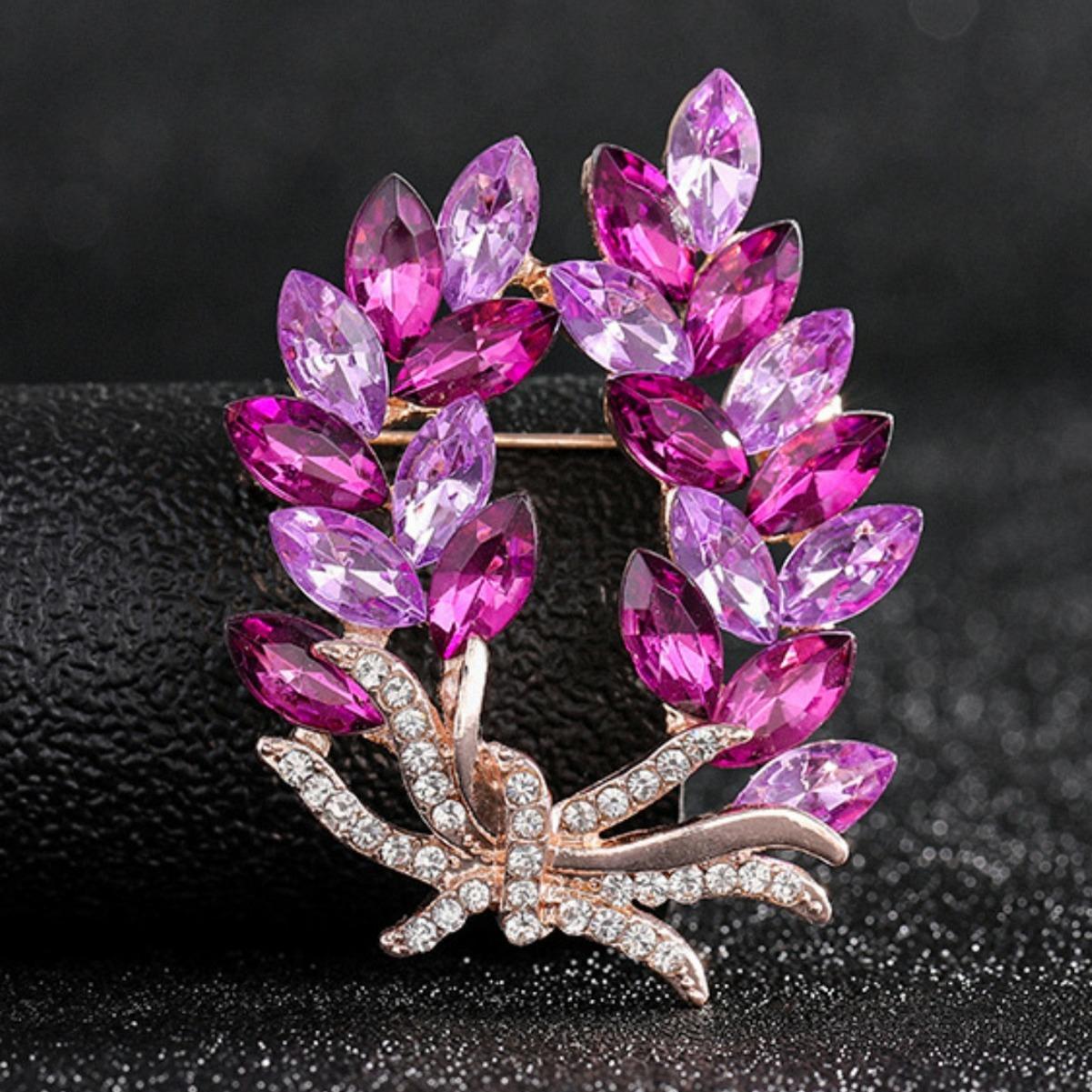 

1 шт. Женская европейская и американская модная трендовая брошь с кристаллами в виде листьев и цветов, модное украшение для банкета, вечеринки, фестиваля, подарок