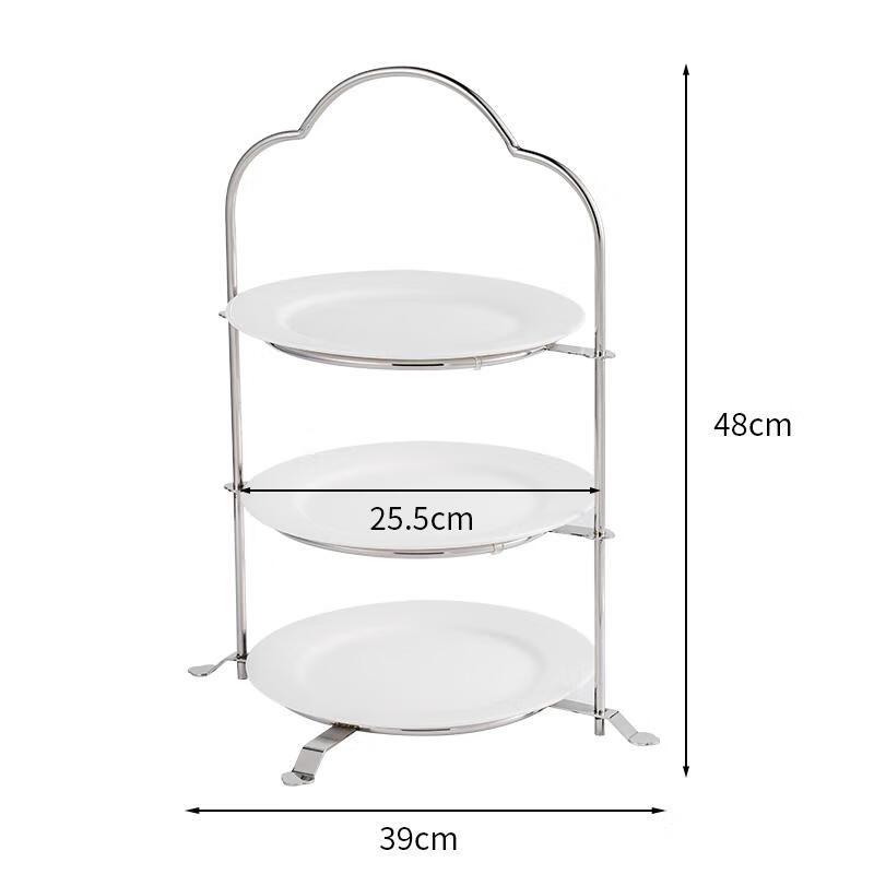 HANDUNYOU Stainless Steel 3-Tier Afternoon Tea Dessert Stand