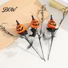 Spooky Halloween Home Decor Artificial Pumpkin Stems, Black Branch with Maple Leaves, Fake Leaf And Gothic Floral Arrangement for Vase,