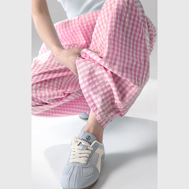 unifree Women's Pink Lightweight Relaxed Wide-Leg Pants