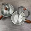 Anti Scalding Handle Cooking Pot Instant Noodle with Lid And Wooden Handle, Stainless Steel Non-Stick Coated Pan for Blanched Vegetables Kitchen Pot,