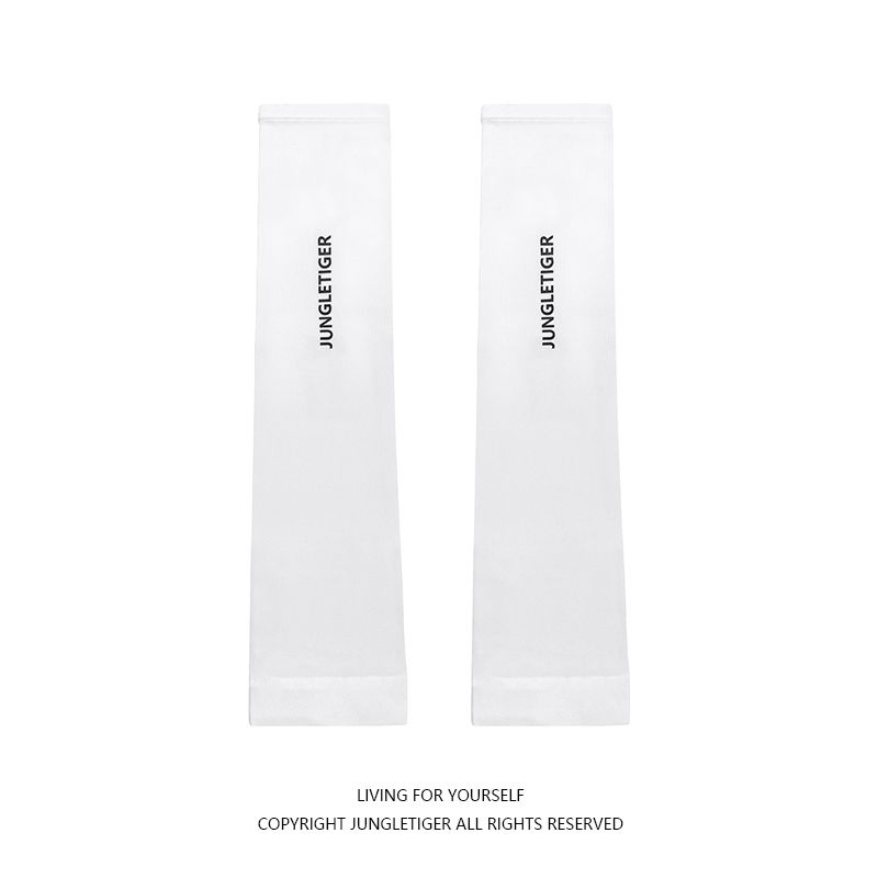 

Jungle Tiger Summer New Versitile Fashion Trendy Sun Protection Gloves Ice Sleeve Men and Women Cool Driving Riding Sleeves White All yards