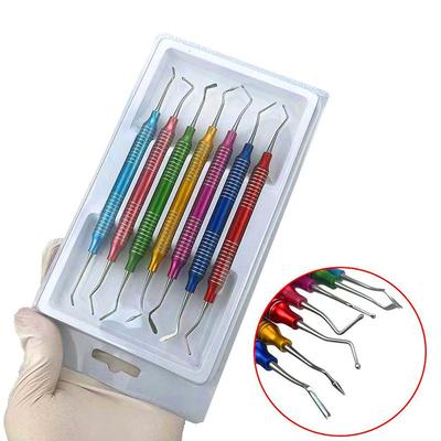 7pcs Dental Composite Resin Filling Resin Head Restoration Set Tools Spatula Titanium Color
