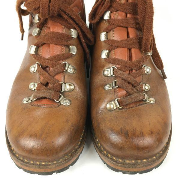 80.-90. léta Vintage Kožené Turistické/Trekkingové Boty s Vibramovou Podrážkou Velikost 25.0-25.5-26.0 Hnědé(POUŽITÝ)