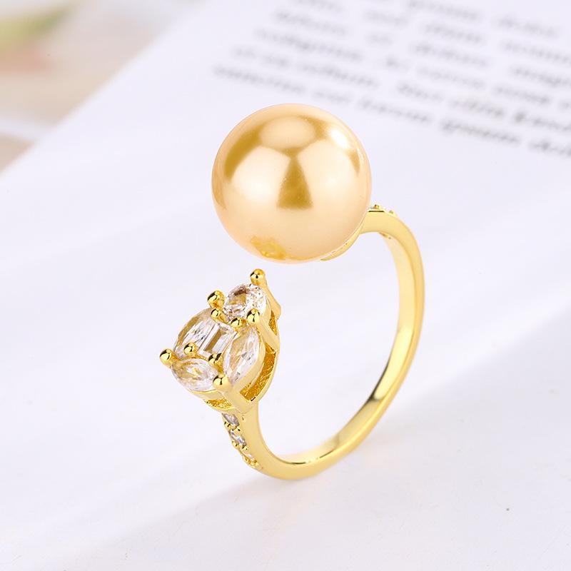 Bijoux Cuivre Plaqué Platine Perle Simple Vent Bague Quotidienne Femme 12Mm