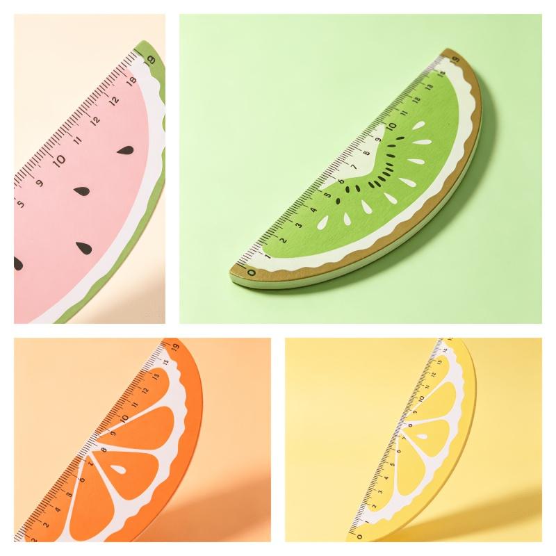 1/2/4Pcs Fruit‑Slice Wooden Ruler Set, Creative Measuring Tool for Students, Journal Drawing & Office Use
