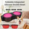 With Buckle Dog Dual Bowls 2-in-1 Design Pet Food Feeder Collapsible Dog Bowls  Pet Feeding