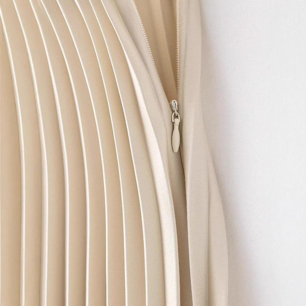 2025 Women's Spring/Summer European & American Style Mid-Waist Solid Color Midi Skirt