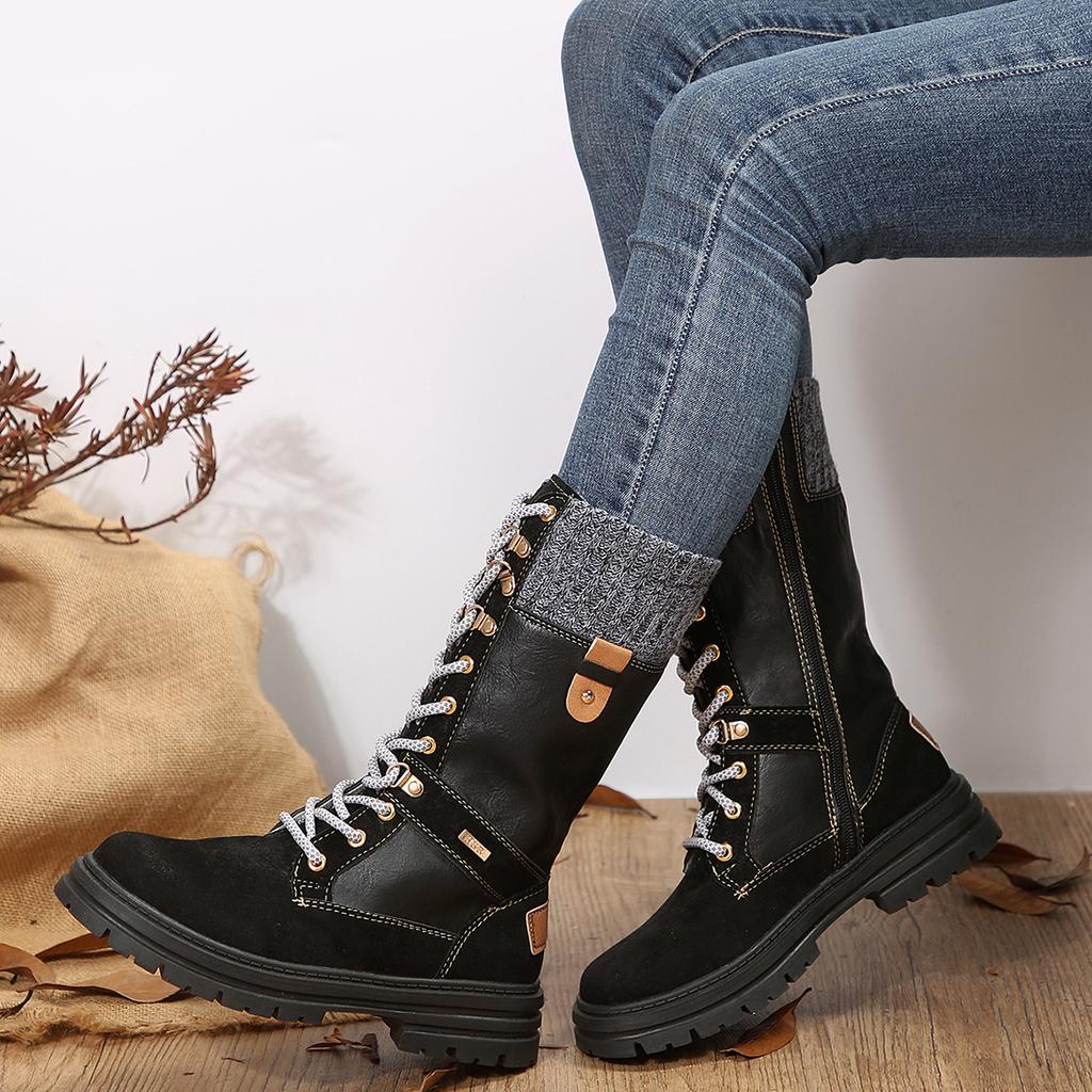 Europäischer und amerikanischer Design-Sinn Mittellange Stiefel 2024 Herbst und Winter Seitenreißverschluss Farbpassend Minimalistische Damenschuhe