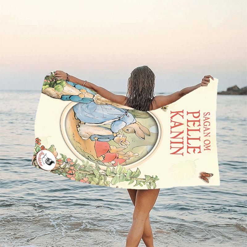 1pc Peter Rabbit2 Beach Towel, Beach and Seaside Swimming Pool Equipment, Fashion Pattern, Rectangular, Travel Essentials