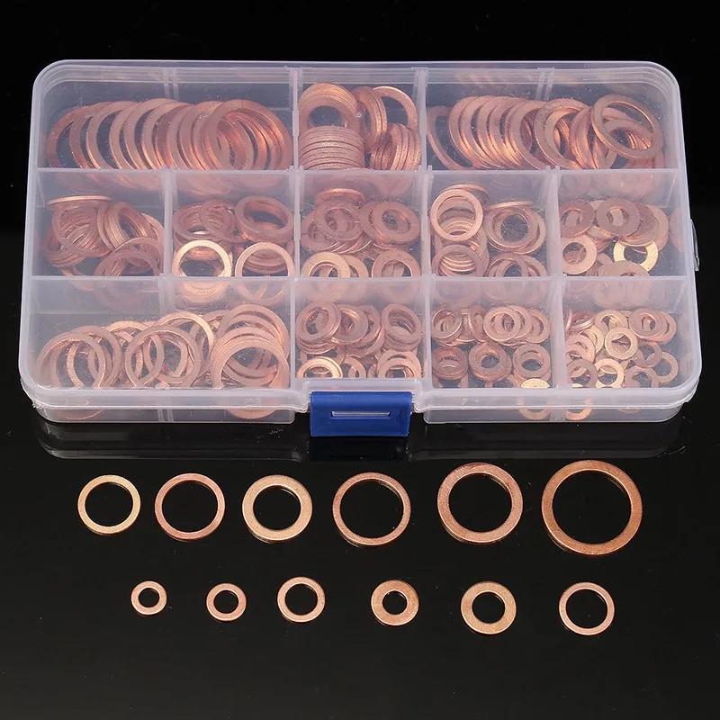 200/100Pcs Washer Copper Sealing Solid Gasket Washer Sump Plug Oil For Boat Crush Flat Seal Ring Tool