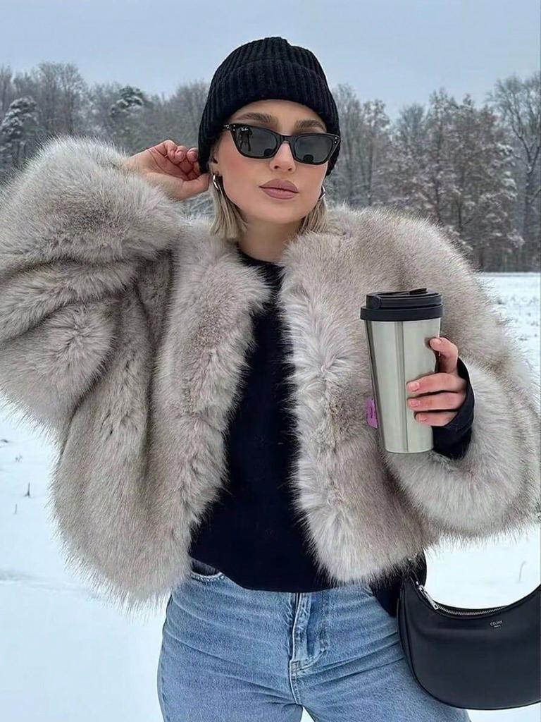 INS High-End Women's Faux Fur Fluffy Coat - Autumn/Winter Loose Warm Cardigan