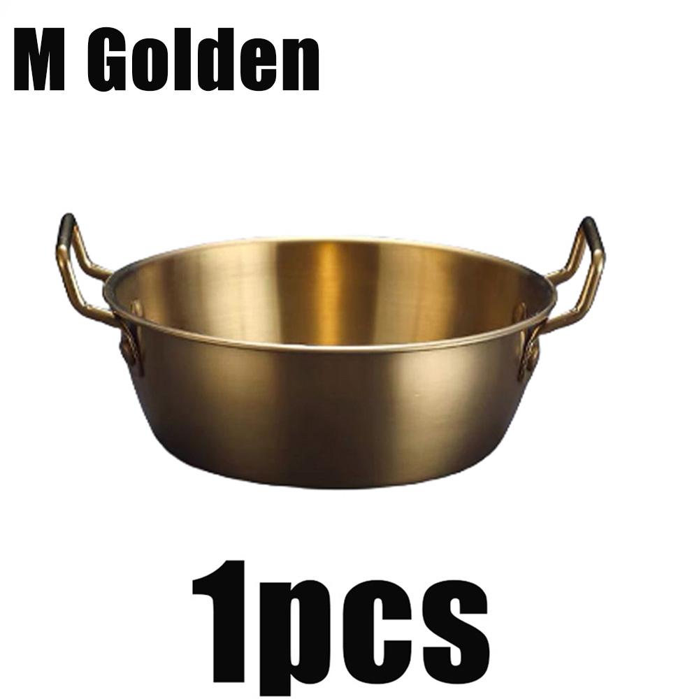 1/3pcs Stainless Steel Korean Cuisine Bowl Household Double Ear Snacks Plate Instant Noodle Bowl Food Container Kitchen Utensils