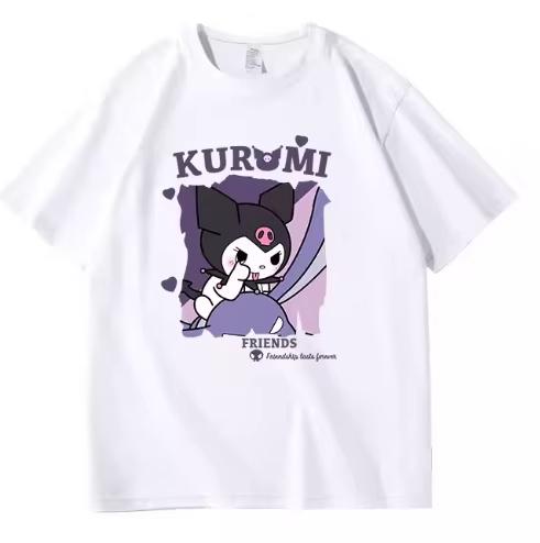 

Cotton Breathable Childrens Tshirt 2026 Summer New Fitness Kuromi Cartoon Printed Casual Parent Child Short Sleeve S
