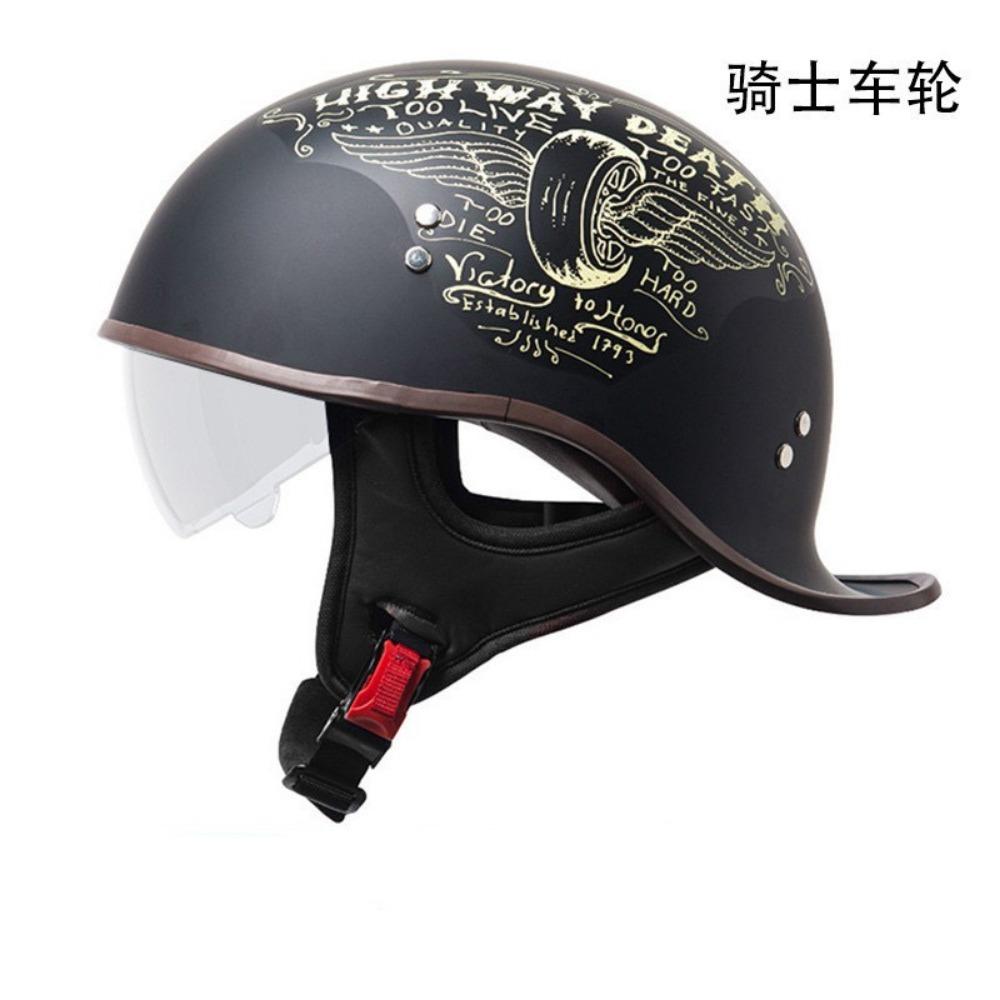 Motorcycle Retro Locomotive Half Helmet Four Seasons Universal Electric Motorcycle Unisex Riding Helmet