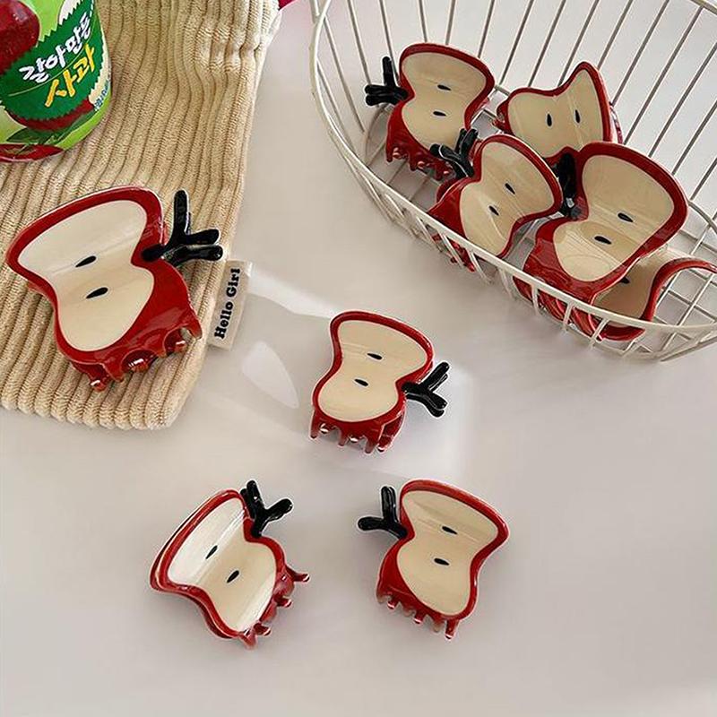 Fashion All-match Apple Shaped Acrylic Hair Claw Creative Funny Fruit Hair Clip Shark Clips For Women Personality Cute Headwear