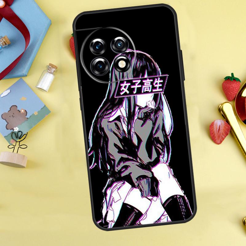 Sad Japanese Anime Aesthetic Case For OnePlus 13T 13R 12 12R 15 13 11 10 10T 8T Nord CE 2 3 4 Lite N20 N30 Nord 5 Cover