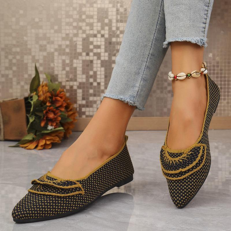 N Nü Spring/Summer New Pointed Toe Flat Single Shoes Large Size Fashion Flying Weaving One Step Casual Women's Shoes