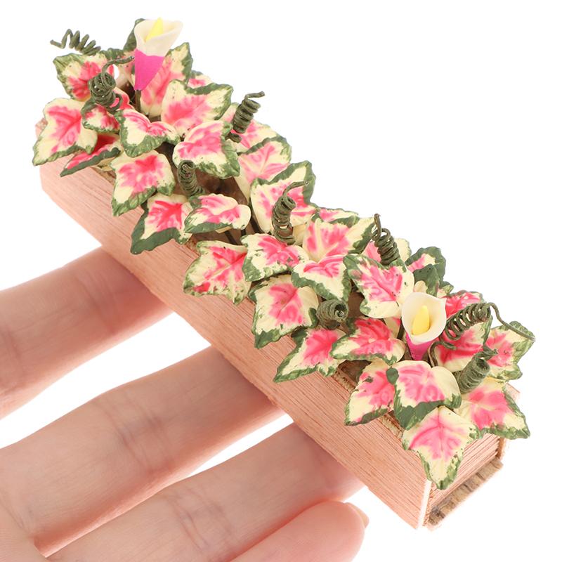 1:12 Dollhouse Miniature Flower Bushes Potted Plant Flower Bed Flower Bonsai Model Garden Home Decor Doll House Accessories