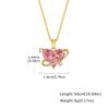 Vnox Elegant Cubic Zirconia Pendant Necklace for Women Girls, Fashion Pink Crystal Charm Heart Jewelry Valentine's Day Gifts New