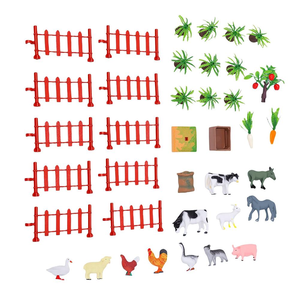 37 PCS Farm Animals Toy Set with Fence Accessories Plastic Lifelike Animals Figures Educational Scene Decor for Kids