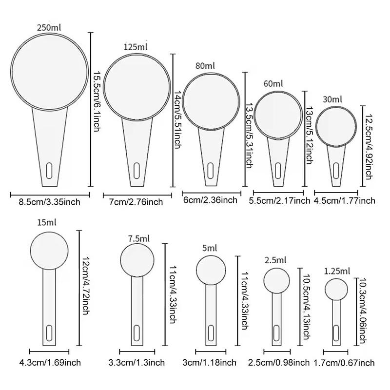 5-10PCS/Pack Kitchen Baking Measure Tool Plastic Measuring Spoon Measuring Cup Suitable for Cake Dessert Ingredient Weighing ZYF