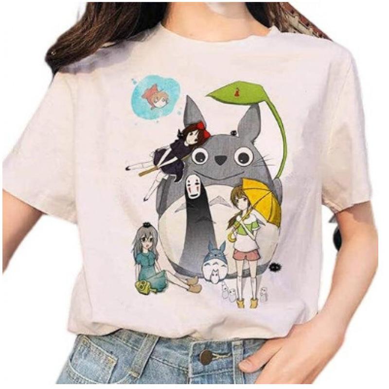 Cartoon Totoro Anime Series Printing, Summer Campus Large Size Men's and Women's Short Sleeve Anime T-shirt