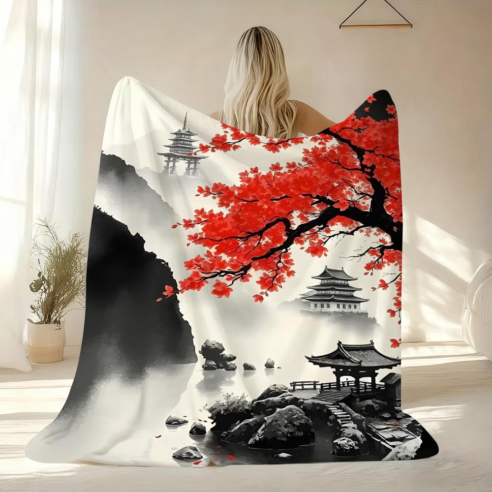 Japanische Bergdecke Weiche Flanell AC-Decke Leichte Sommer-Nickerchen-Decke Gemütliche Decke für Sofa Bett Reise Zuhause