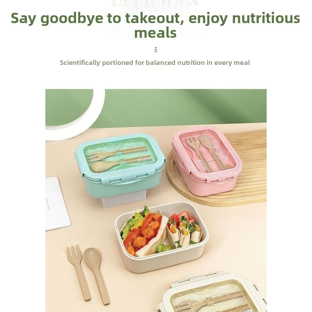 Portable Compartment Lunch Container Leakproof Wheat Straw Food Container for Kitchen