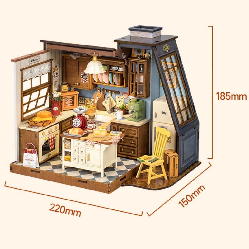 Robotime Rolife DIY Miniature Dollhouse Kit Baking Kitchen Crafts Hobbies Amazing Gift for Women Children DG172