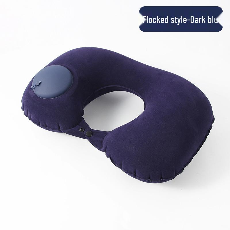 Inflatable U-Shaped Neck Support Pillow - Foldable Portable Milk Silk Travel Essential