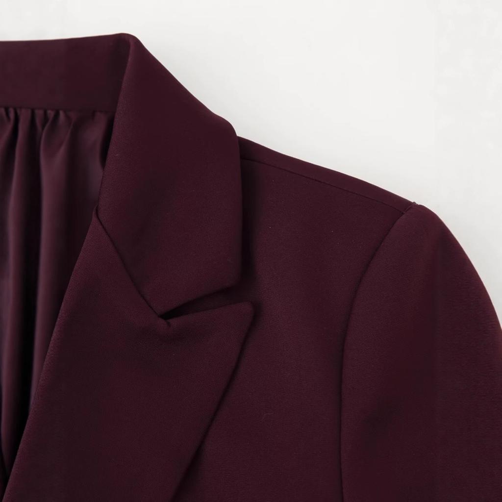 European and American French Style Women's Versatile Padded Shoulder Slim Suit Jacket + Straight-leg Suit Pants