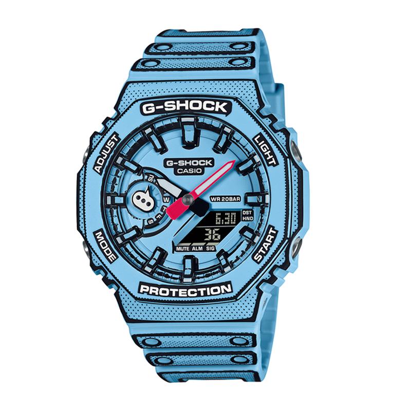 CASIO Unisex Liquid Crystal/Analog Dual Display Series White Watch GA-2100MNG